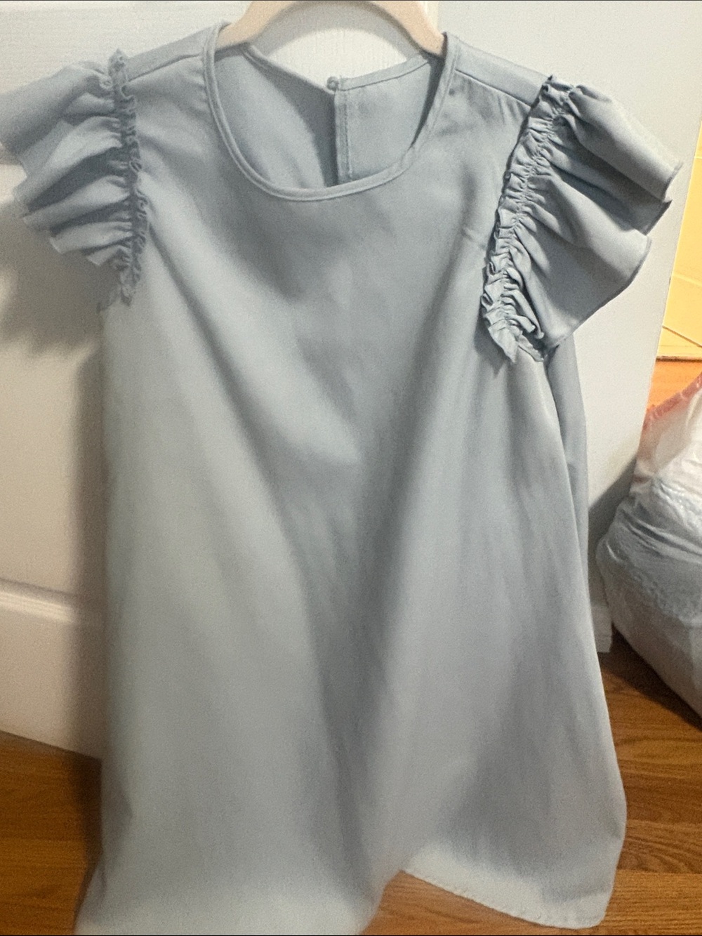 Light Blue Ruffle Sleeve Kids Dress Top